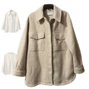 ASOS Herringbone Shacket Coat in Neutral Oatmeal Women’s size medium